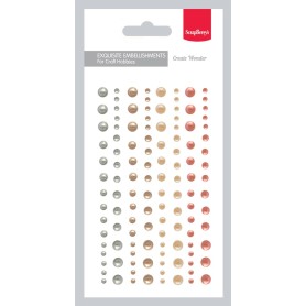 Adhesive halfpearls set 02, 120pcs, 4 colours