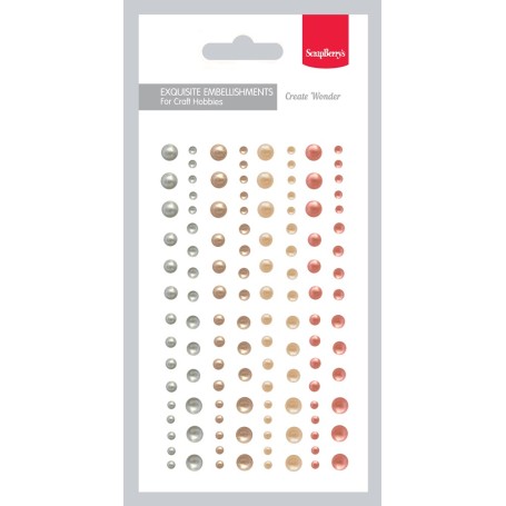 Adhesive halfpearls set 02, 120pcs, 4 colours