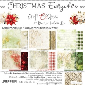 Craft O Clock - Basic Paper Pack - 20,3x20,3cm - Christmas Everywhere