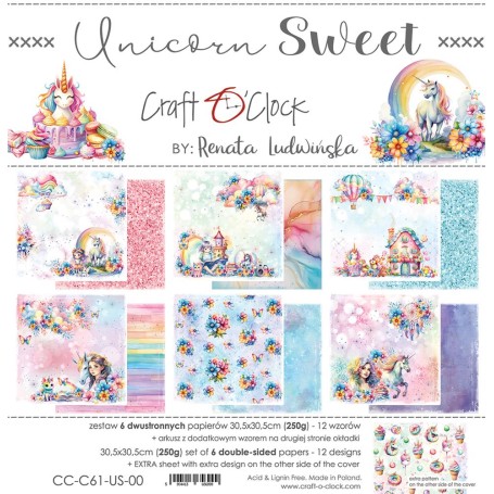 Craft O Clock - Paper Collection Set - Unicorn Sweet 12"