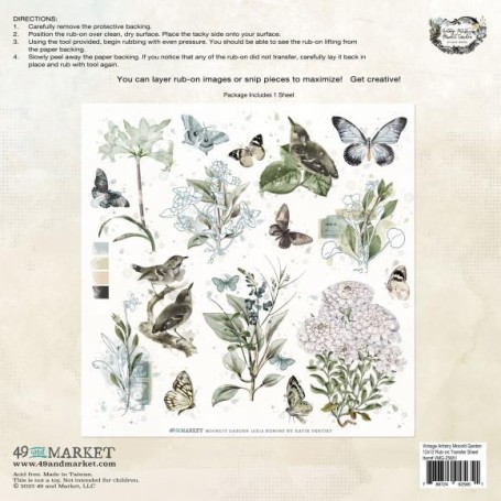 49 And Market - Rub-Ons 12"X12" - Classic, Vintage Artistry Moonlit Garden