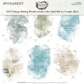 49 And Market - Vintage Artistry Rub-Ons 12"X12" - Color Wash, Moonlit Garden