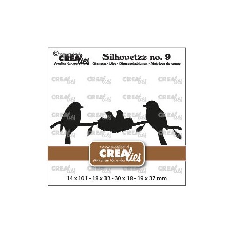 Crealies Silhouetzz Dies - Zwei Vögel mit Nest auf einem Ast Nr.9