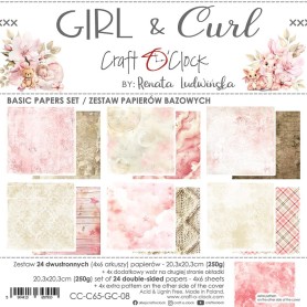 Craft O Clock - Basic Paper Set - 20,3x20,3cm - Girl & Curl