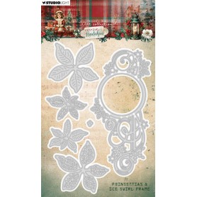 Studio Light - Festive Nostalgia Stanzschablone - Poinsettias & Ice Swirl Frame