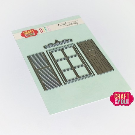 Craft & You - Stanzschablone - Window with Shutters