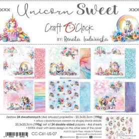 Craft O Clock - Paper Collection Set - 20,3x20,3cm - Unicorn Sweet