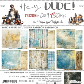 Craft O Clock - Basic Paper Set - 20,3x20,3cm - Hey Dude!