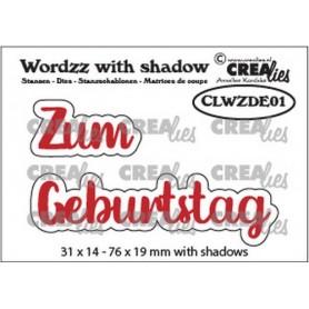 Crealies Wordzz with Shadow Zum Geburtstag  76x19mm